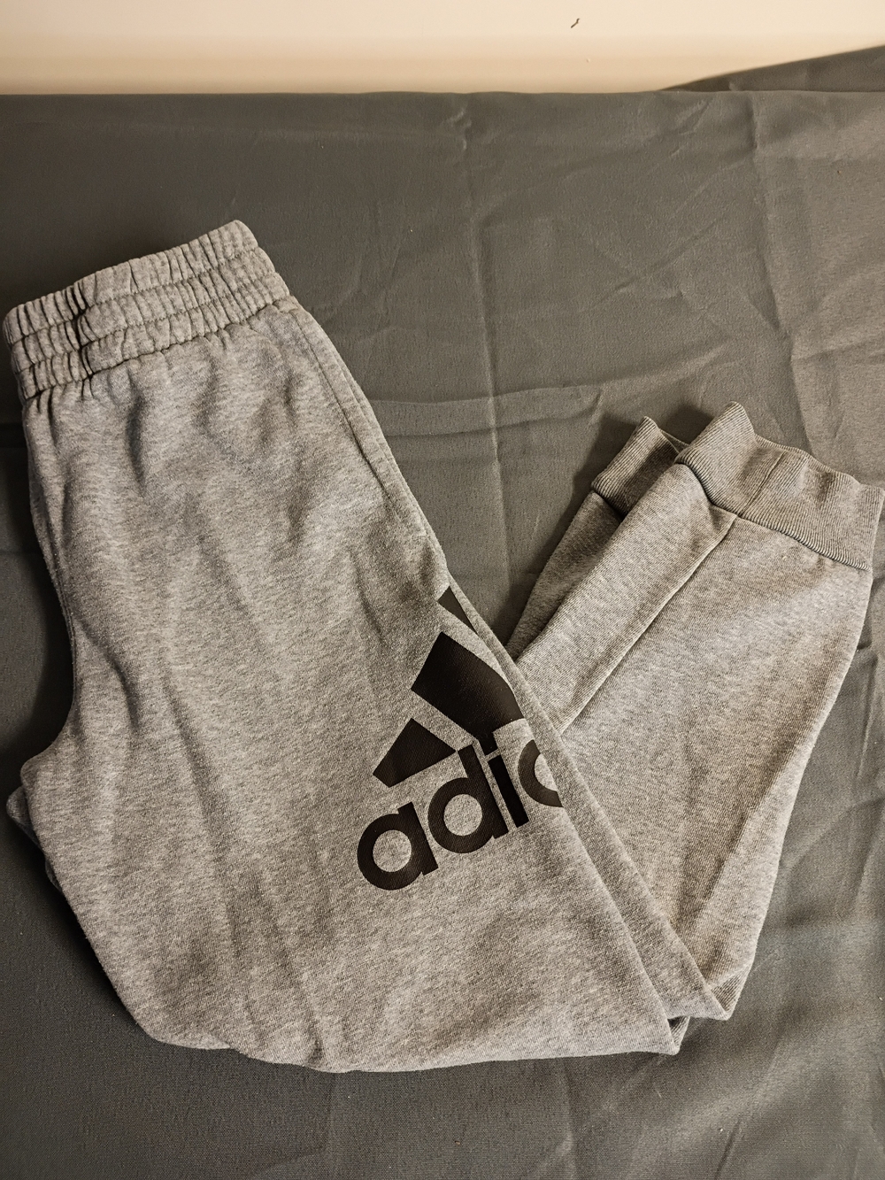 adidas Gray Sweatpants with Black Logo - Kids
